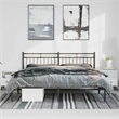 vidaXL Powder-Coated Steel Cal King/Double Bed Frame in Black