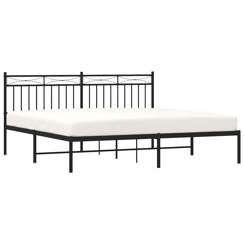 vidaXL Powder-Coated Steel Cal King/Double Bed Frame in Black