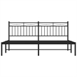 vidaXL Powder-Coated Steel Cal King/Double Bed Frame in Black