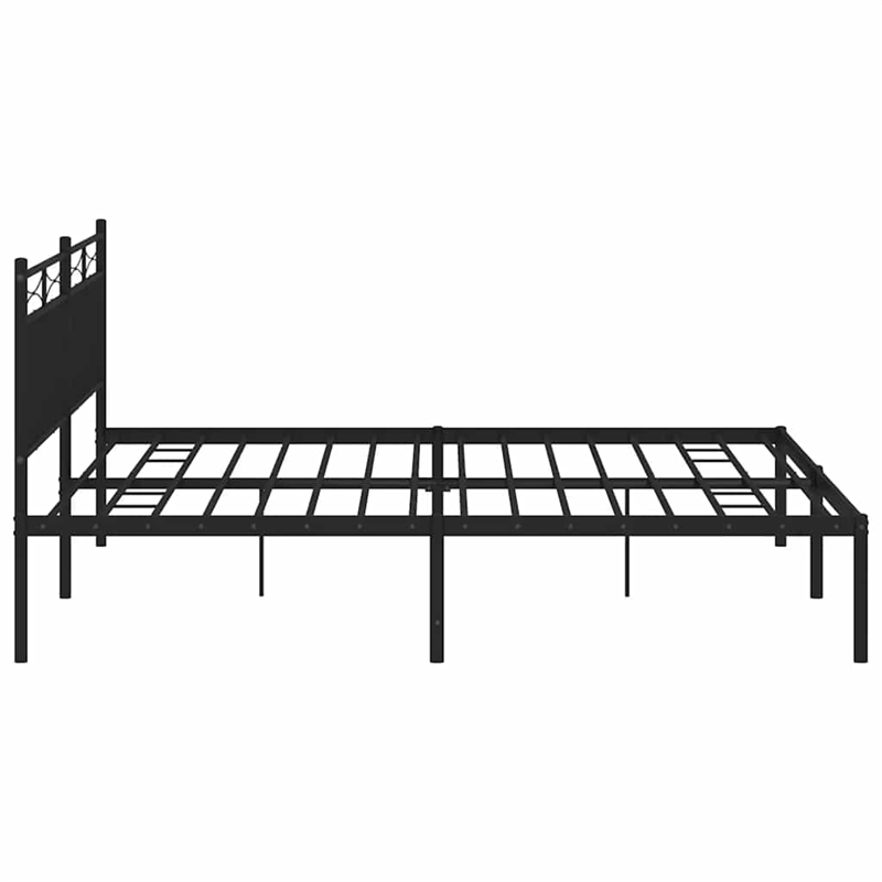 vidaXL Powder-Coated Steel Cal King/Double Bed Frame in Black