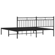 vidaXL Powder-Coated Steel Cal King/Double Bed Frame in Black