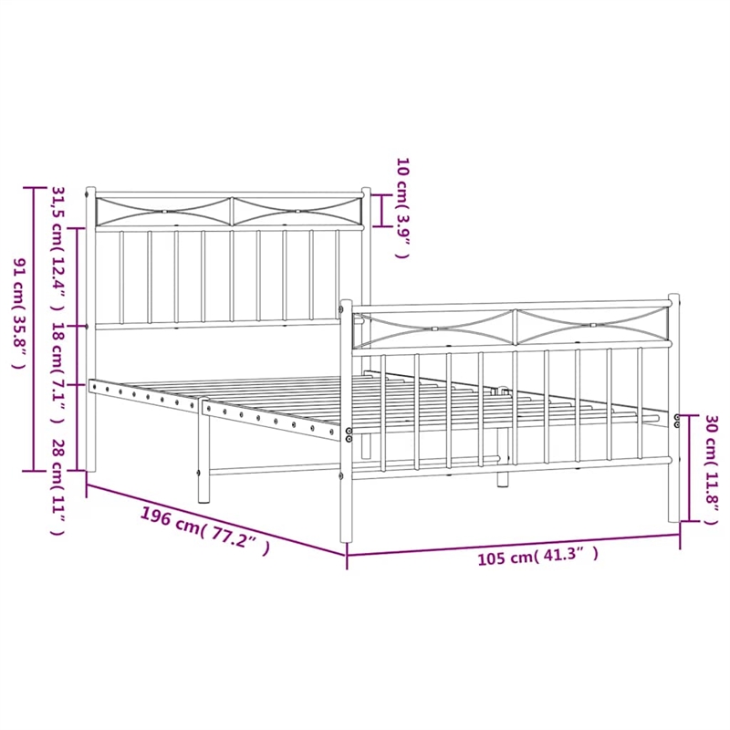 vidaXL Engineered wood Twin Bed Frame in Black