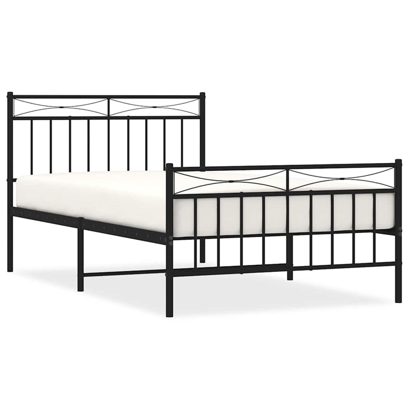 vidaXL Powder-Coated Steel Twin Bed Frame in Black