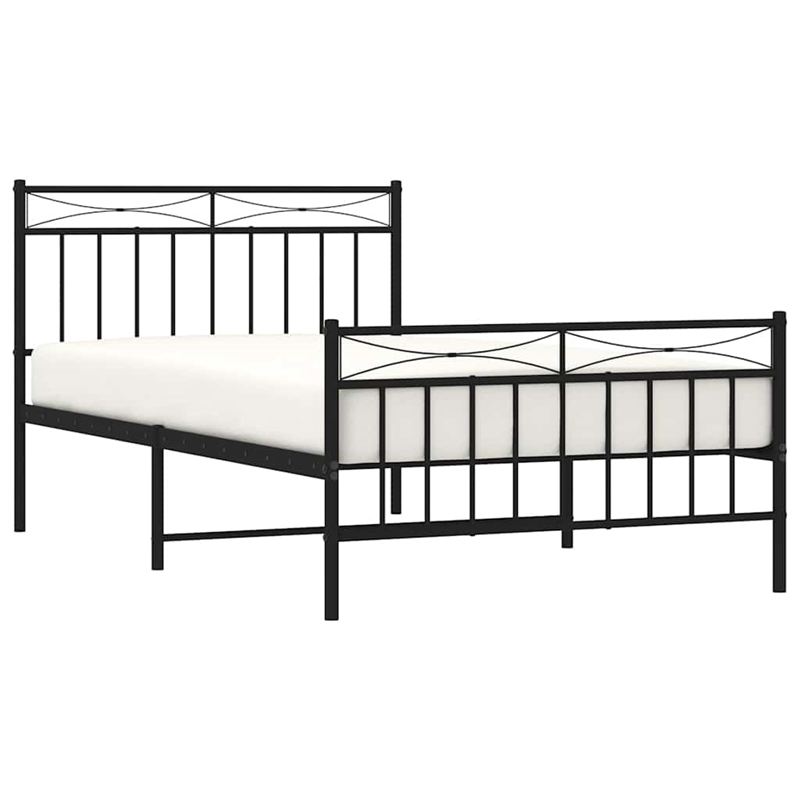 vidaXL Powder-Coated Steel Twin Bed Frame in Black