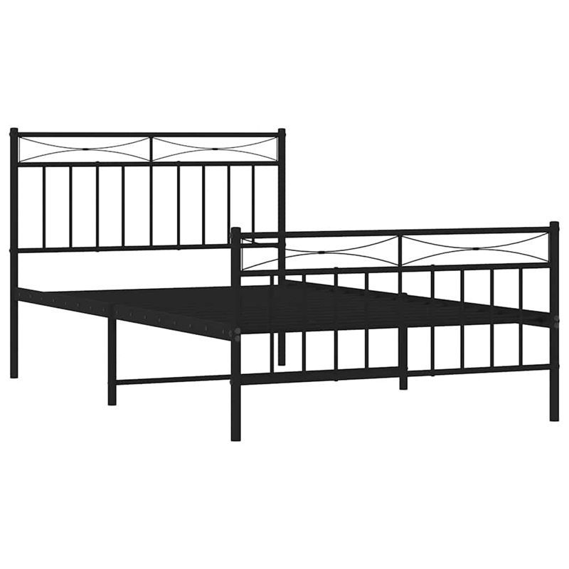 vidaXL Powder-Coated Steel Twin Bed Frame in Black