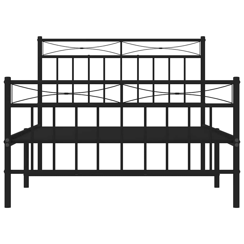 vidaXL Powder-Coated Steel Twin Bed Frame in Black