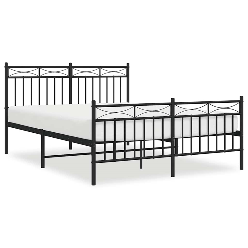 vidaXL Powder-Coated Steel Full/Double Bed Frame in Black