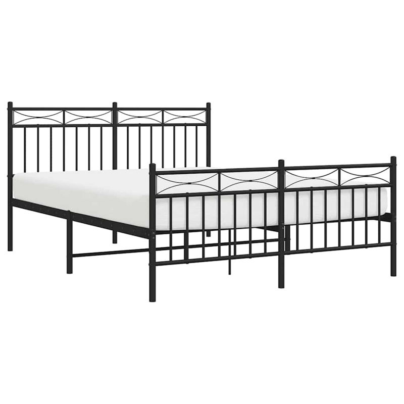 vidaXL Powder-Coated Steel Full/Double Bed Frame in Black