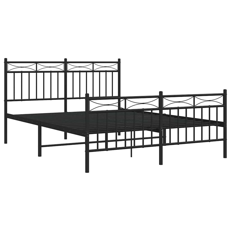 vidaXL Powder-Coated Steel Full/Double Bed Frame in Black