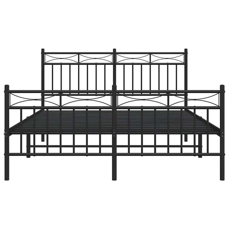 vidaXL Powder-Coated Steel Full/Double Bed Frame in Black