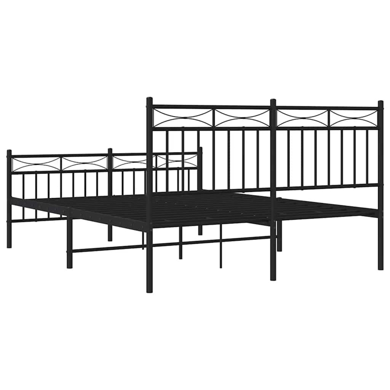 vidaXL Powder-Coated Steel Full/Double Bed Frame in Black