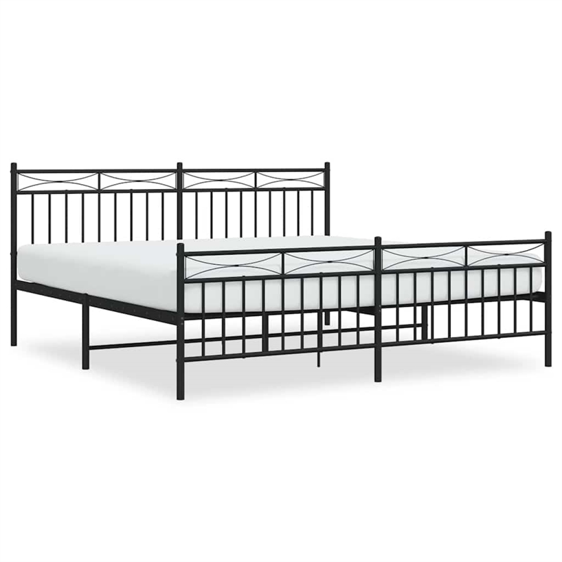 vidaXL Rectangular Traditional Steel Full Bed Frame in Black