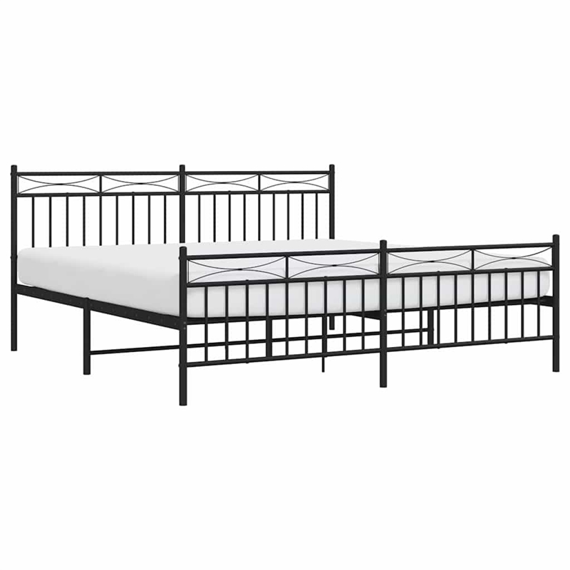 vidaXL Rectangular Traditional Steel Full Bed Frame in Black