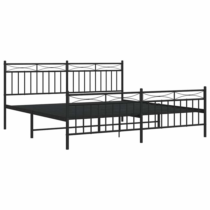 vidaXL Rectangular Traditional Steel Full Bed Frame in Black