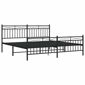 vidaXL Rectangular Traditional Steel Full Bed Frame in Black