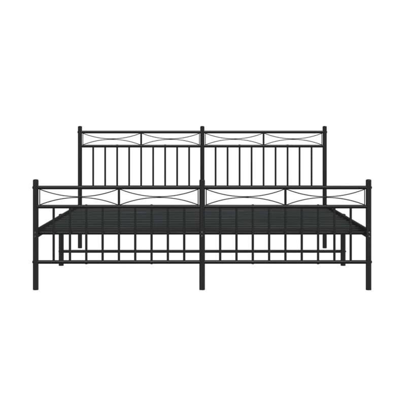 vidaXL Rectangular Traditional Steel Full Bed Frame in Black