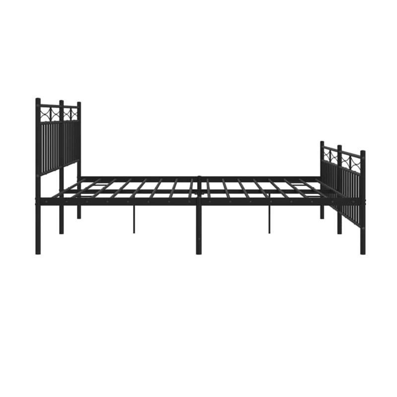 vidaXL Rectangular Traditional Steel Full Bed Frame in Black