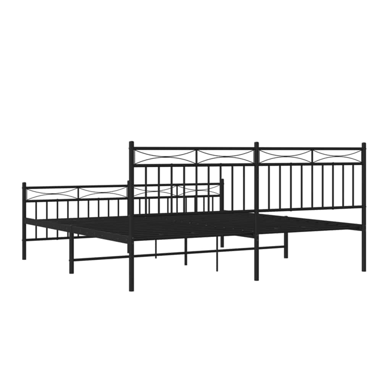 vidaXL Rectangular Traditional Steel Full Bed Frame in Black