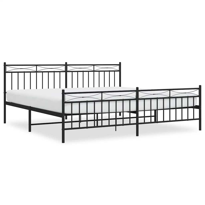 vidaXL 76.0 x 80.0Powder-Coated Steel Bed Frame in Black