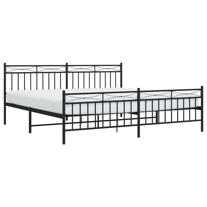 vidaXL 76.0 x 80.0Powder-Coated Steel Bed Frame in Black