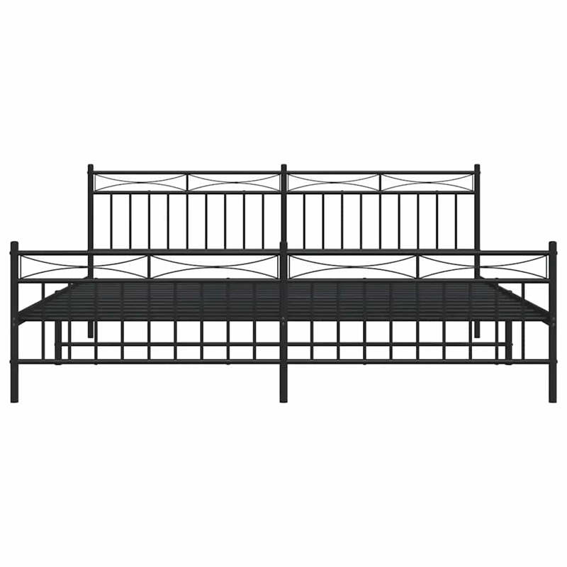 vidaXL 76.0 x 80.0Powder-Coated Steel Bed Frame in Black