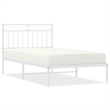 vidaXL Rectangular Powder-Coated Steel Twin Bed Frame in White