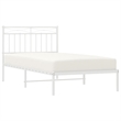 vidaXL Rectangular Powder-Coated Steel Twin Bed Frame in White
