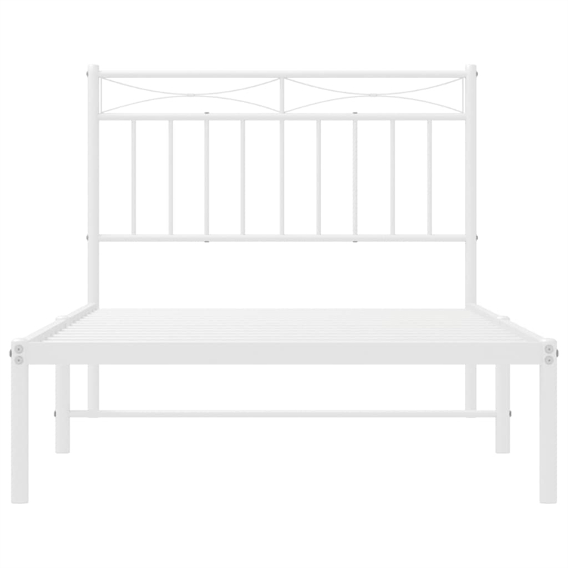 vidaXL Rectangular Powder-Coated Steel Twin Bed Frame in White