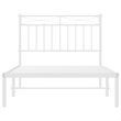 vidaXL Rectangular Powder-Coated Steel Twin Bed Frame in White