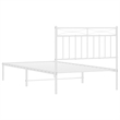 vidaXL Rectangular Powder-Coated Steel Twin Bed Frame in White