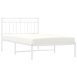 vidaXL Rectangular Twin Powder-Coated Steel Bed Frame in White