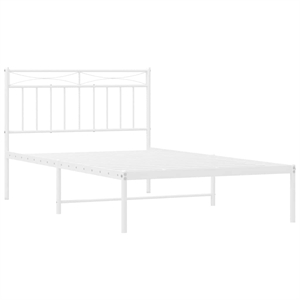 vidaXL Rectangular Twin Powder-Coated Steel Bed Frame in White