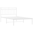 vidaXL Rectangular Twin Powder-Coated Steel Bed Frame in White
