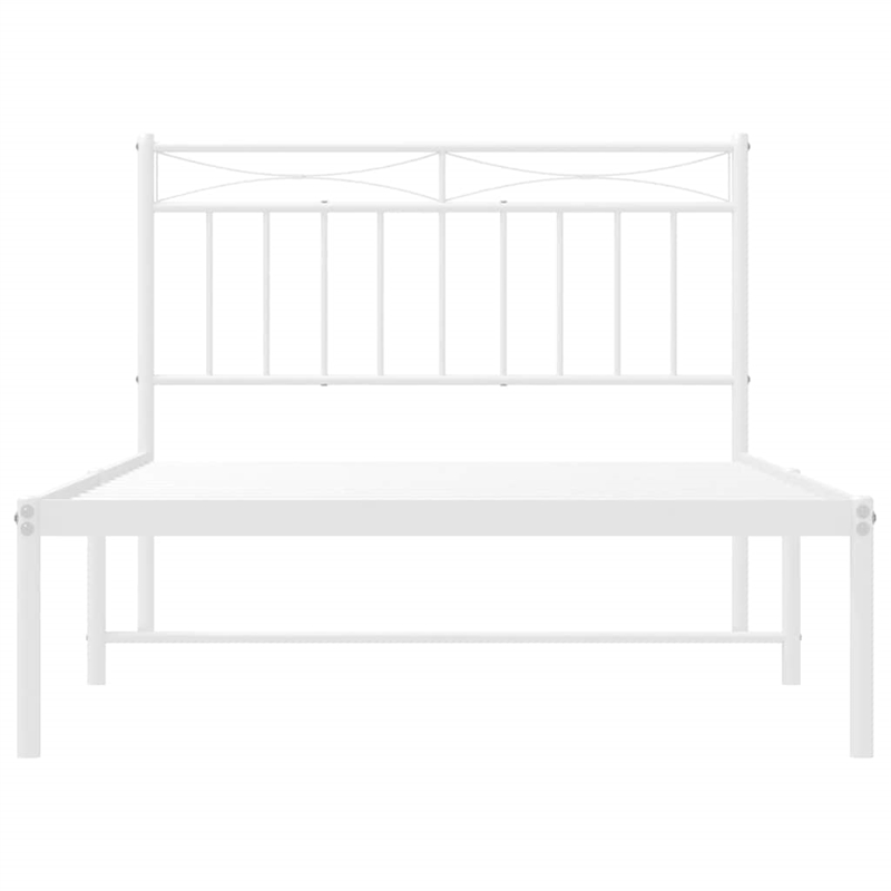 vidaXL Rectangular Twin Powder-Coated Steel Bed Frame in White