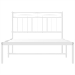 vidaXL Rectangular Twin Powder-Coated Steel Bed Frame in White