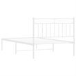 vidaXL Rectangular Twin Powder-Coated Steel Bed Frame in White