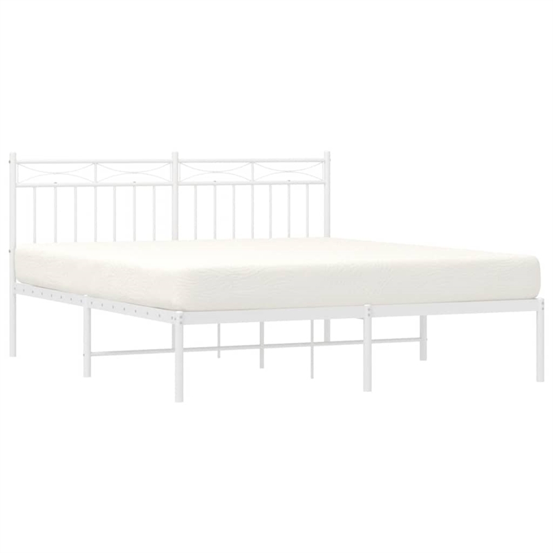 vidaXL Powder-Coated Steel King Size Bed Frame in White