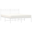 vidaXL Powder-Coated Steel King Size Bed Frame in White