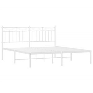 vidaXL Powder-Coated Steel King Size Bed Frame in White