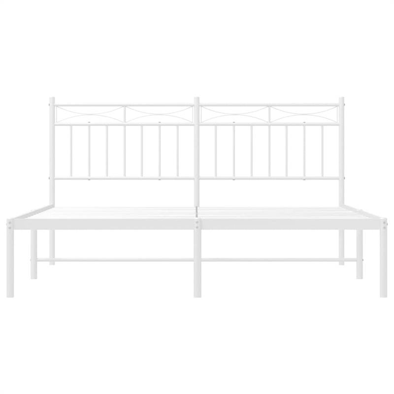 vidaXL Powder-Coated Steel King Size Bed Frame in White
