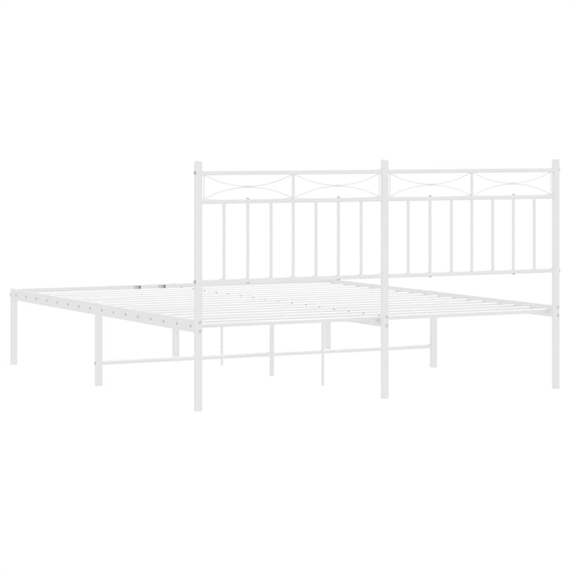 vidaXL Powder-Coated Steel King Size Bed Frame in White