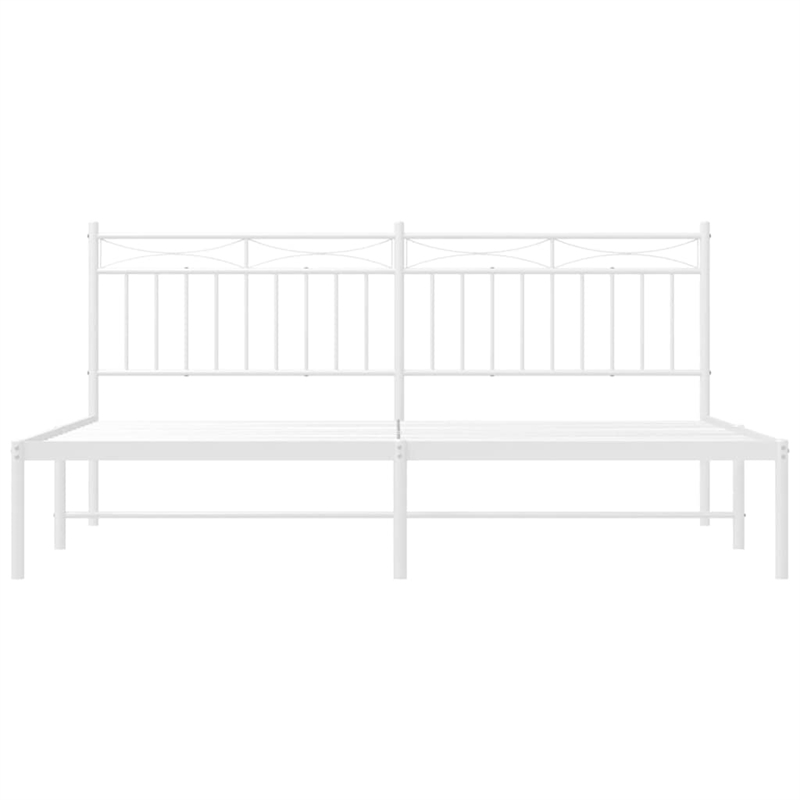 vidaXL 72 X 84 Powder-Coated Steel Bed Frame in White