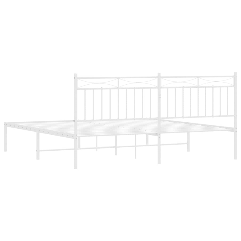 vidaXL 72 X 84 Powder-Coated Steel Bed Frame in White