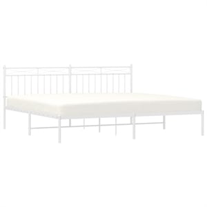 vidaXL 76 x 80 Rectangular Modern Bed Frame in White Steel
