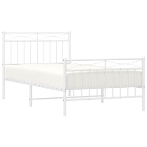 vidaXL 39.4 x 74.8 Powder-coated steel Bed Frame in White