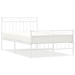 vidaXL Rectangular Twin Powder-Coated Steel Bed Frame in White