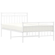 vidaXL Rectangular Twin Powder-Coated Steel Bed Frame in White