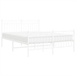 vidaXL Rectangular Powder-Coated Steel Full Bed Frame in White
