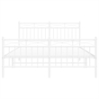 vidaXL Rectangular Powder-Coated Steel Full Bed Frame in White