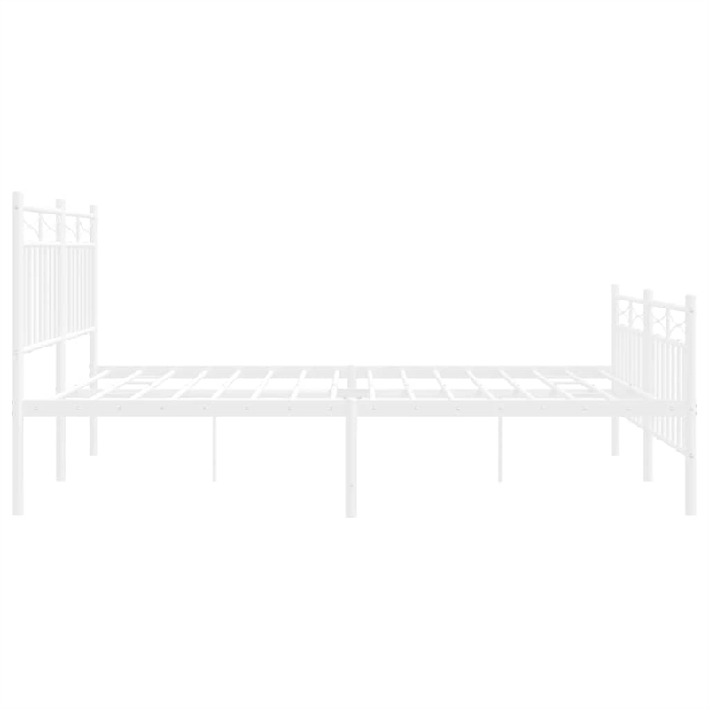 vidaXL Rectangular Powder-Coated Steel Full Bed Frame in White